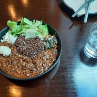 Lentil stew with quinoa and rice + salad (soo good) at Das Suess'Kind Veganery in Vienna