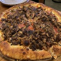 Vegan mushroom pizza with Miyoko cheese   at Floodwater - temporarily closed in Mill Valley