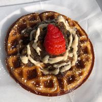 “Chicken” and waffles at No Moo Foods in Sacramento