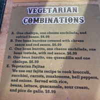 Vegetarian options. at Los Mariachis in Glasgow