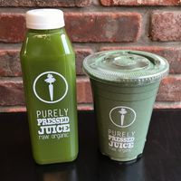 Green Spirulina smoothie + juice  at Purely Pressed in South Bend
