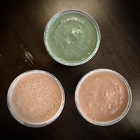 Green Spirulina, Superfood and Banana Bread smoothie at Purely Pressed in South Bend