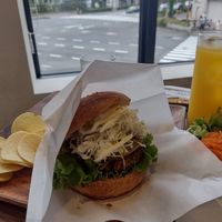 Burger set at Kamogawa Bakery - Kamigyo in Kyoto