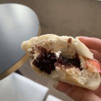 the filling of the strawberry one!  at Kamogawa Bakery - Kamigyo in Kyoto