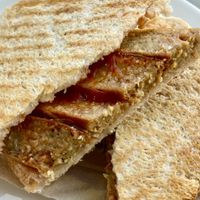 Vegan sausage toastie  at The Green Coffee Machine in Cheltenham