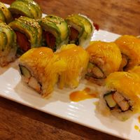 Caterpillar roll and golden dragon roll at Tenon Vegan Sushi in Toronto