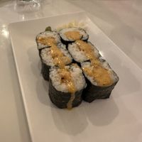 Spicy veg salmon roll  at Tenon Vegan Sushi in Toronto