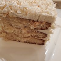 Coconut cream cake at Tenon Vegan Sushi in Toronto