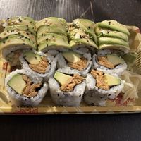 Green dragon rolls and sweet potato tofu rolls.  at Tenon Vegan Sushi in Toronto