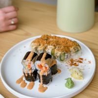 Spicy Salmon Roll + Tenon Special Roll  at Tenon Vegan Sushi in Toronto