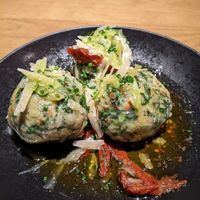 Vegetarian spinach dumplings at Xaver's in Munich
