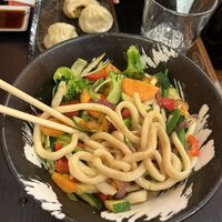 Hand pulled noodles and vegan momos   at Tibet Momo in Cologne