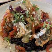 Main - vegetable tempura with black rice and cashew  at Bellpepper in Mainz