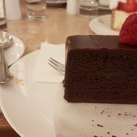Vegan chocolate cake and coffee at Konditorei Zauner in Bad Ischl
