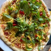 Amazing stone baked vegan pizza made on site at The Rising Sun Inn in Barnstaple