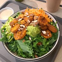 Vegan salad with tahini-orange dressing at RAW & BOWL'D in Amman