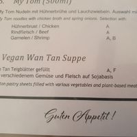 Menu at Zamui in Baden Baden