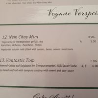 Menu at Zamui in Baden Baden