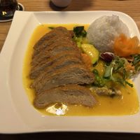 Mock chicken and rice in mango curry  at Zamui in Baden Baden