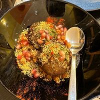 Aloo tiki chaat (no yoghurt makes it vegan)  at Hullabaloo - Greenwich in South East London