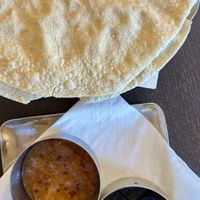 Papadam with mango sauce and mint sauce   at Hullabaloo - Greenwich in South East London