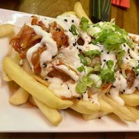 Home made kimchi, fries, kewpie mayo   at Seven Lucky Gods in Bristol