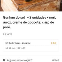  at Sôshi Vegan in Rio De Janeiro