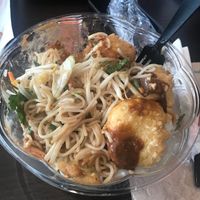 Spring Roll Noodle Bowl and Vegan Crab Cheese Wontons at V Revolution in Englewood