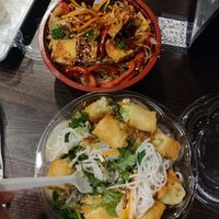Vietnamese noodle bowl and Korean bowl at V Revolution in Englewood