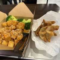 Sesame tofu & crab Rangoon (vegan)  at V Revolution in Englewood