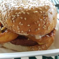 One of the current specials- Lipton Onion Burger at Bougie Vegan in Belton