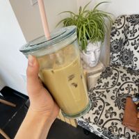 Another rose milk latte but in my cool reusable cup :) at Farm2Farmacy in Chandler