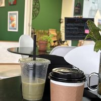 Matchas with homemade flavor shots. Yum!  at Farm2Farmacy in Chandler