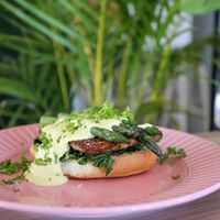 Tempeh benedict at Heal Cafe in Eastern Cape