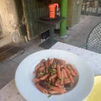 Mushroom and beet penne  at Ousia Soulful Kitchen in Limassol