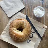 Df bagel and vegan butter   at Ambee Coffee Co. in Somerville
