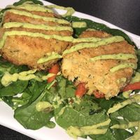 vegan crab cakes made with hearts of palm at Thyme for Lunch in San Antonio