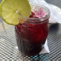 Jamaican flower cocktail. This was made with no alcohol but they could make with it    at Cactú in Arecibo