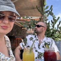 Spicy pineapple and hibiscus margaritas. I liked the spicy pineapple best but they were both fantasticc  at Cactú in Arecibo