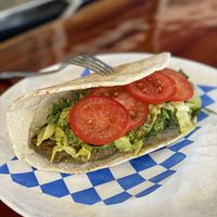 Vegan Pita Chickpea Burger at The Pink Coconut in Cancun