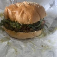 Falafel burger  at The Pink Coconut in Cancun