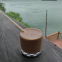 Peanut cacao date smoothie at The Pink Coconut in Cancun