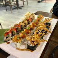 Bulgogi roll, Black garlic rolls, Spider rolls (left to right) at Daikon Vegan Sushi in Las Vegas