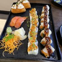 Dynamite Pockets, Salmon Nigiri, Black Garlic Roll, & Hot Girl Roll  at Daikon Vegan Sushi in Las Vegas