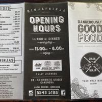 Menu, front at Ginja Ninja Sushi Cafe & Bar in Canungra