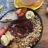 How much of the bowl was açai. I think they used an old coconut as a bowl which was cool   at Scarlett in Madrid