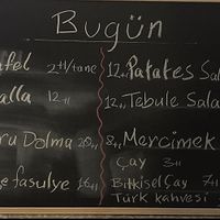 Menu at Falfool Vegan House in Istanbul