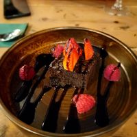 Chocolate brownie at The Dirty Bottles in Alnwick
