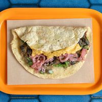 Quesadilla with mushrooms and Mexican herbs! at Poncho Tacos in Athens