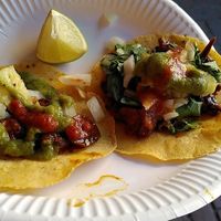 Vegan Tacos with and without (vegan) cheese -delicious at Poncho Tacos in Athens